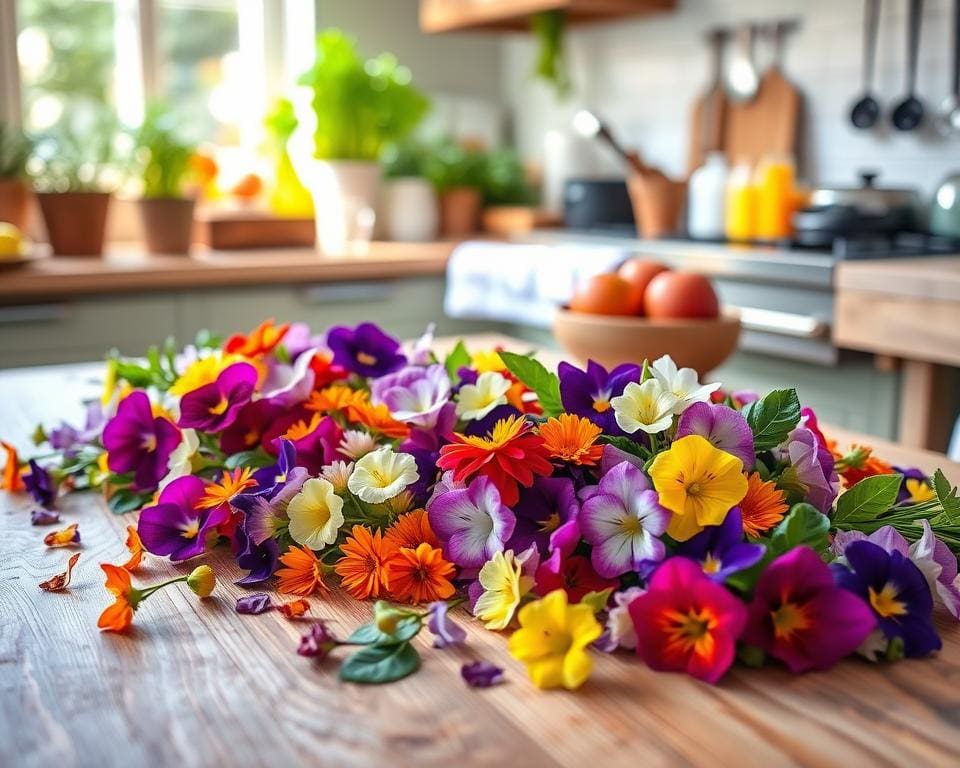 Küchendeko mit essbaren Blüten