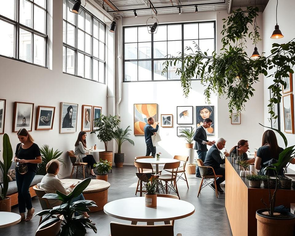 Kunstgalerien mit integrierten Cafés