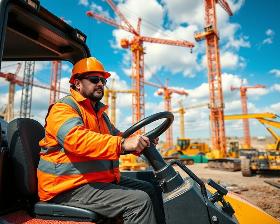 Baumaschinenführer bei der Bedienung von Baufahrzeugen