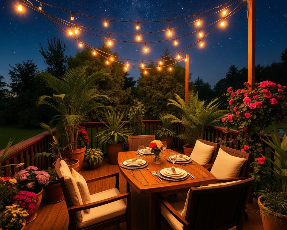 So richtest du deine Terrasse mit Lichterketten ein