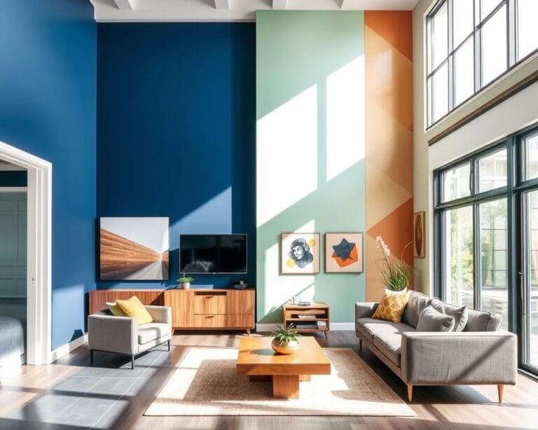 Wandfarben im Wohnzimmer kombinieren: Akzente und Muster