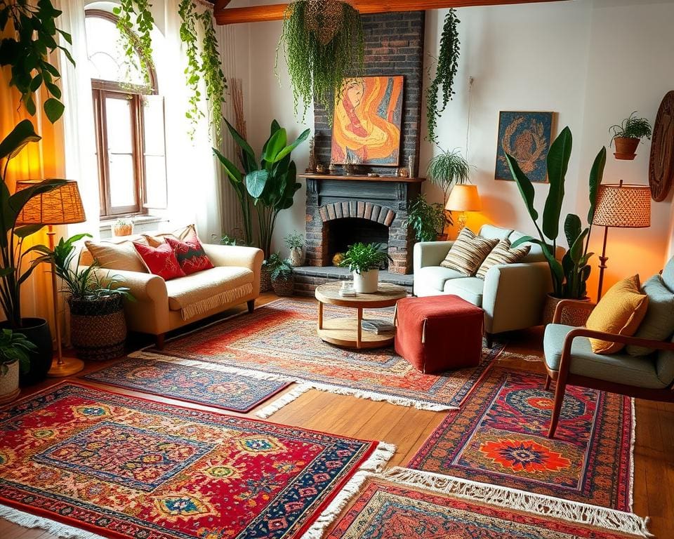 Teppiche im Boho-Stil für lebendige Wohnzimmer