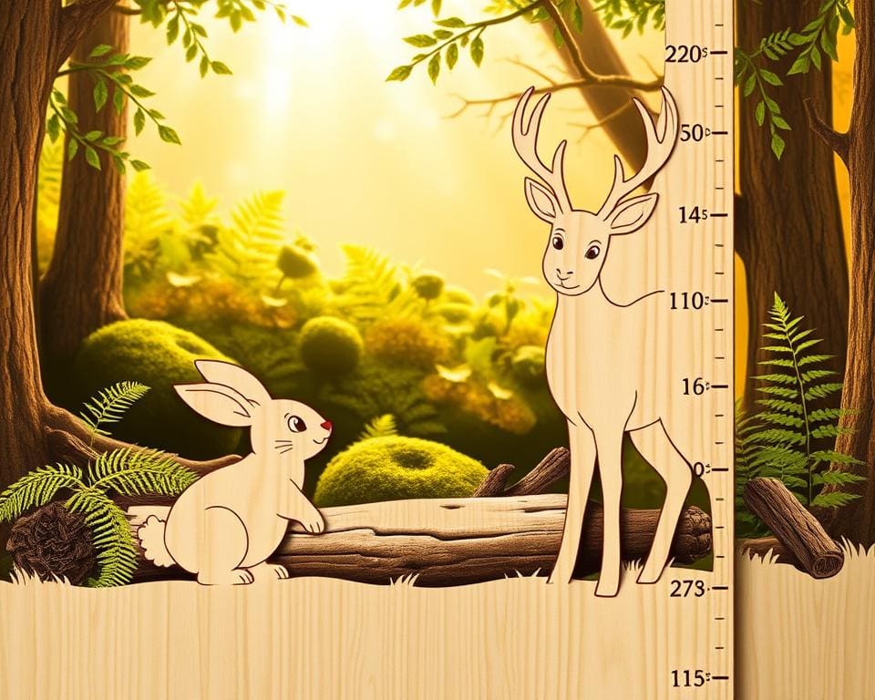 Messlatte Waldtiere: Wachsen mit Reh & Hase