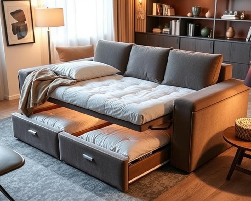 Sofa zum Schlafen mit Stauraum