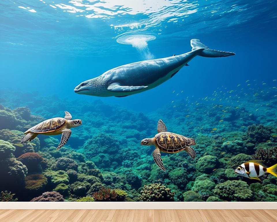 Unterwasserwelt: Schildkröten & Wale als Wandtattoos