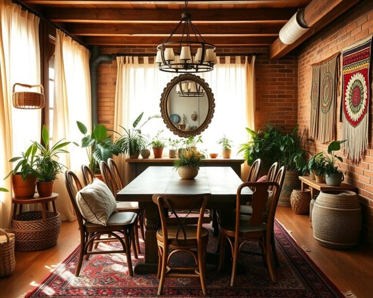 Wie richtest du ein Boho-Esszimmer gemütlich ein?
