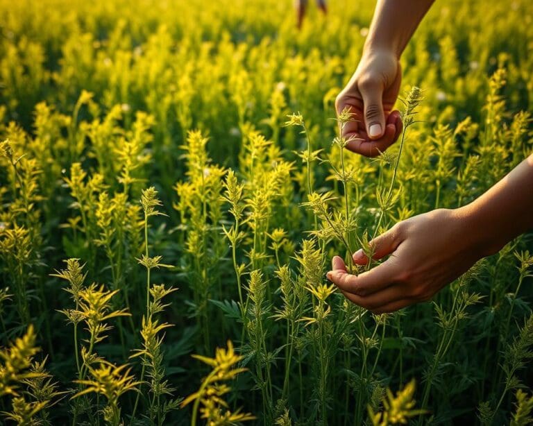 Wie wird Artemisia annua schonend geerntet?
