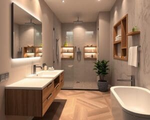 Wie integrierst du Stauraum im Bad?