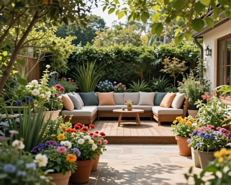 Wie plant man einen Garten mit Terrasse?